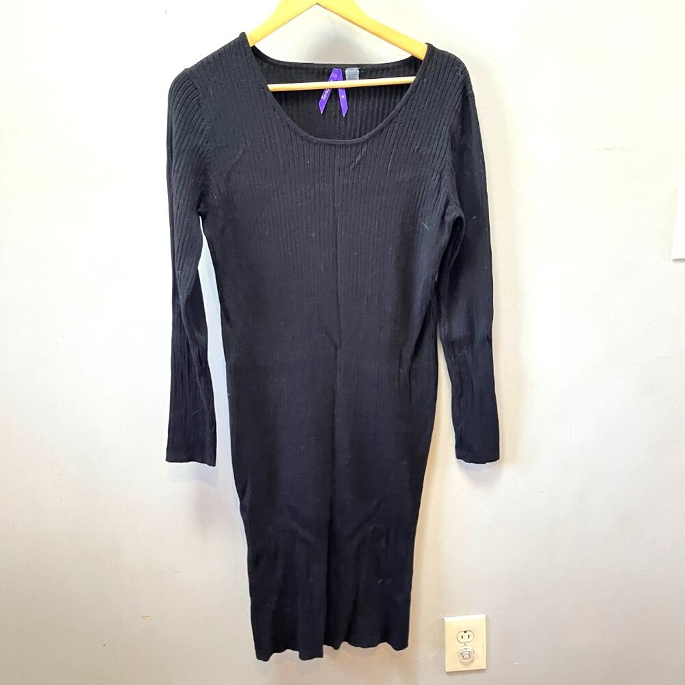 Seraphine Black Ribbed Knit Long Sleeve Bodycon Maternity Dress XL‎